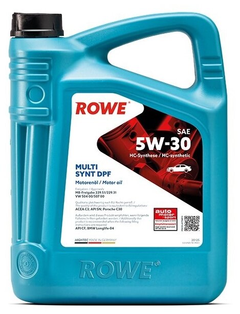 Синтетическое моторное масло ROWE Hightec Multi Synt DPF SAE 5W-30, 1 л, 1 л