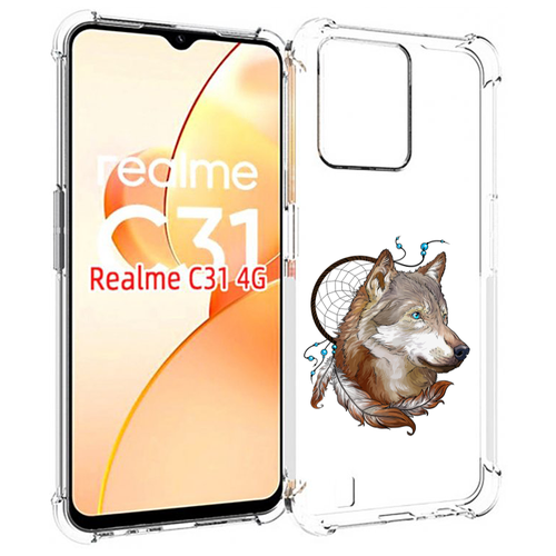 Чехол MyPads волк и ловец снов для OPPO Realme C31 задняя-панель-накладка-бампер