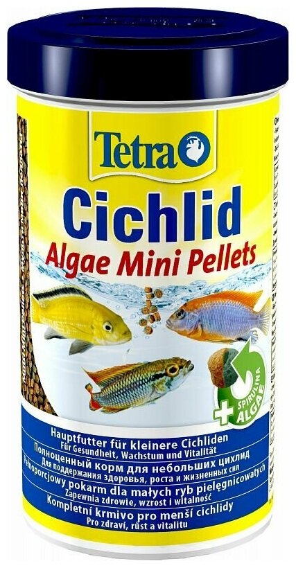 Корм для небольших травоядных цихлид TETRA Cichlid Algae Mini 500ml мелкие шарики - фотография № 5