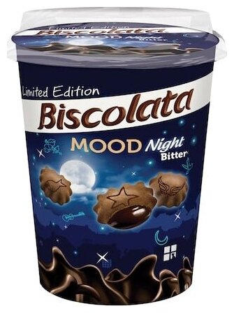Печенье Biscolata Mood BITTER с черным шоколадом 125г (стакан) 24шт/кор 7394852