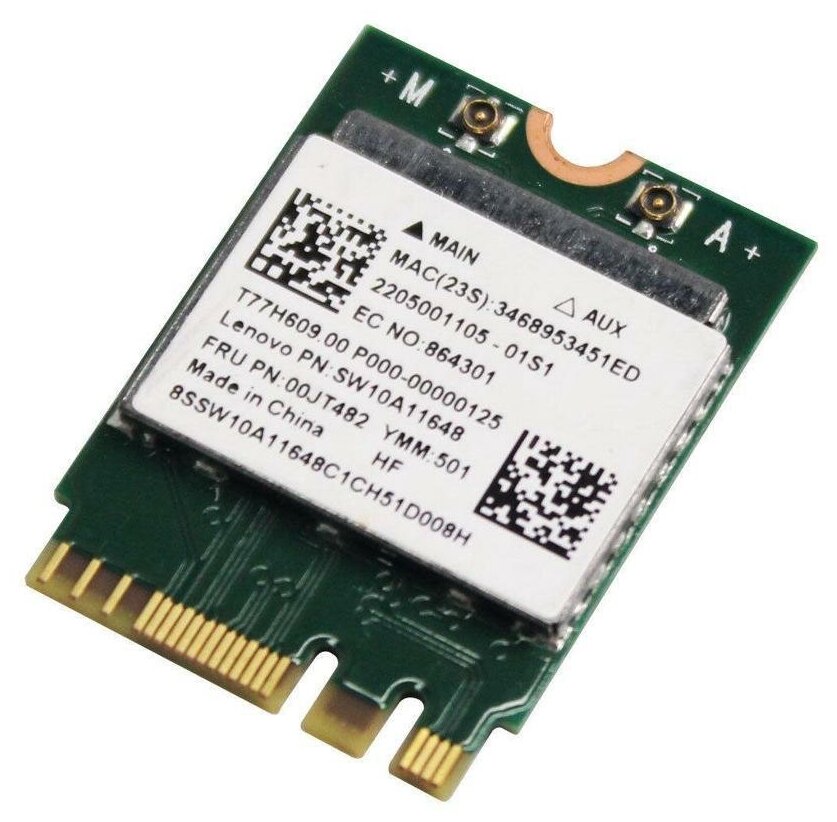 Адаптер WiFi Realtek RTL8821AENF (M.2, B/G/N/AC, 433 Mbit/s, 2.4/5 Ghz, Bluetooth 4)