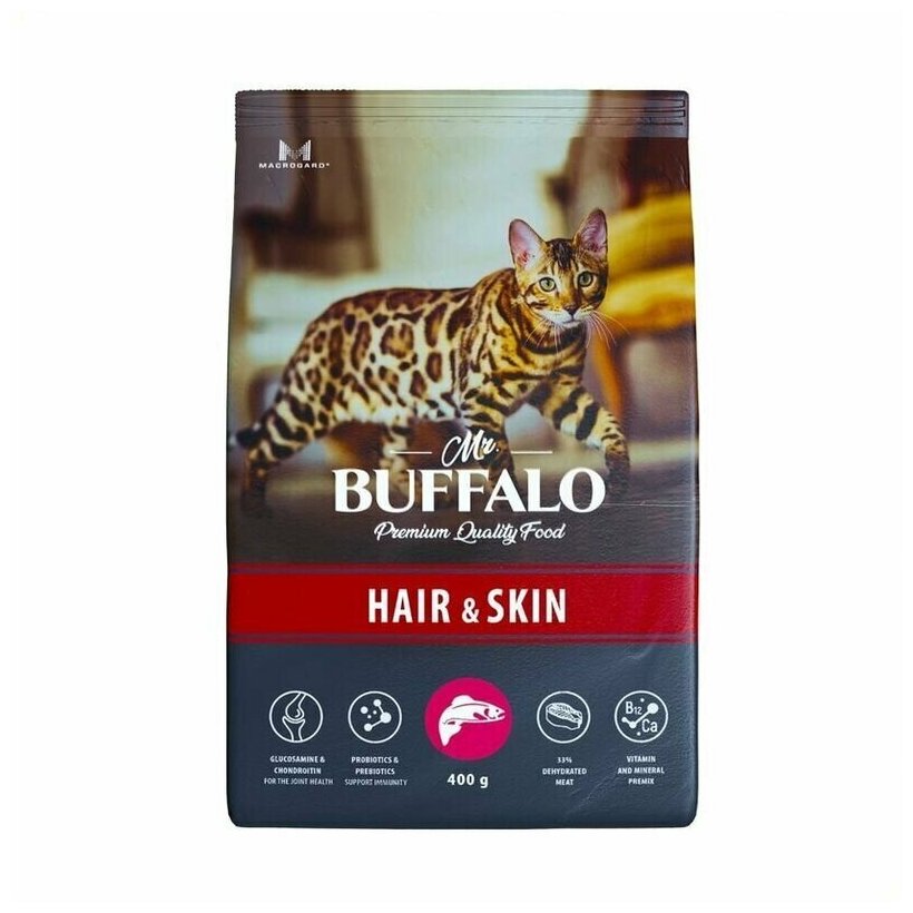 Сухой корм для кошек Mr.Buffalo ADULT HAIR & SKIN лосось 0,4кг - фотография № 15