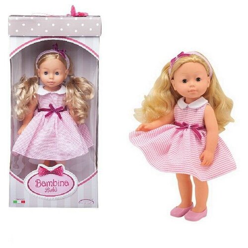 Кукла DIMIAN Bambolina Boutique 40 см, розовое полосатое платье BD1600-M37/полосатое