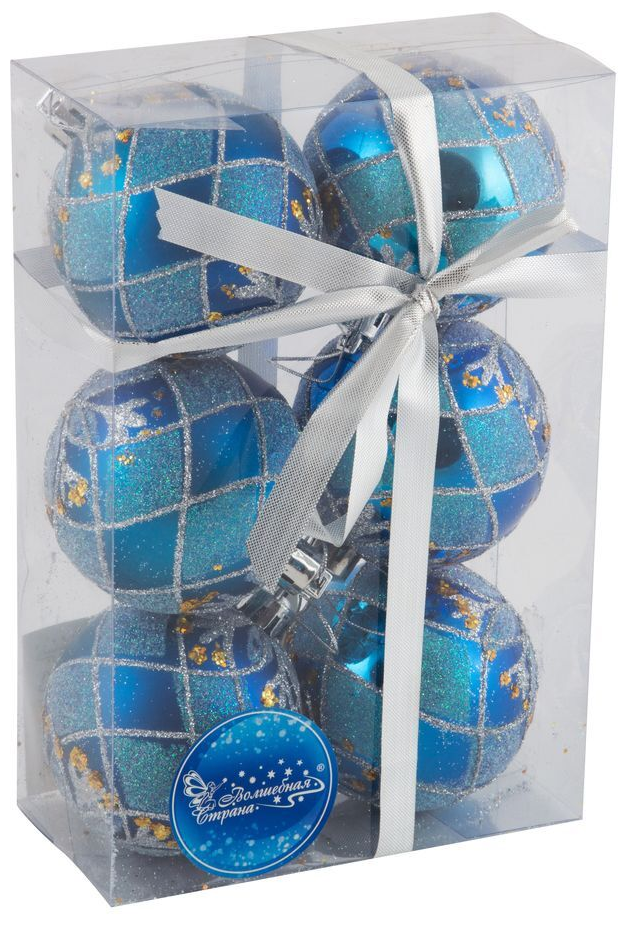 Набор елочных шаров Волшебная страна PBD6-6-882-B, синий, 6 см, 6 шт.