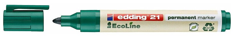 Маркер перманентный edding 21 EcoLine, заправляемый, круглый наконечник, 1.5-3 мм Зеленый