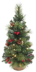 National Tree Company Настольная елка с лампочками Эвридей в мешочке 60 см, 35 теплых белых ламп на батарейках, леска + ПВХ 31TPC24B