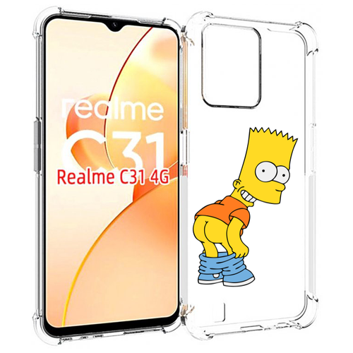 Чехол MyPads барт-симпсон-довольный для OPPO Realme C31 задняя-панель-накладка-бампер