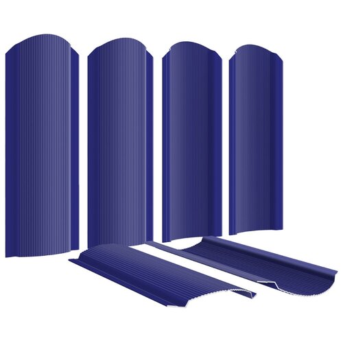 Штакетник металлический / евроштакетник Фигурный Полукруглый на забор (двусторонний цвет 5002/5002 Синий Ультра, высота 1.25м, ширина 110мм, 10 шт)