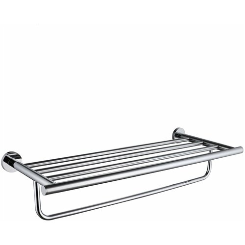 Полка с держателем для полотенец в ванную комнату EMPOLO, серая, хром.