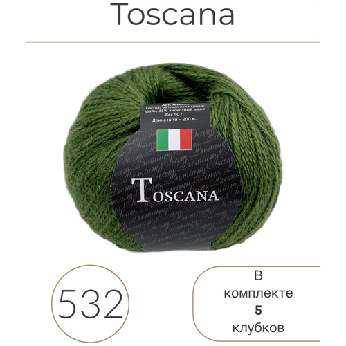 фото Пряжа seam toscana (тоскана) 532 хвойный 65% альпака суперфайн 35% вискозный шелк 50г 200м 5шт