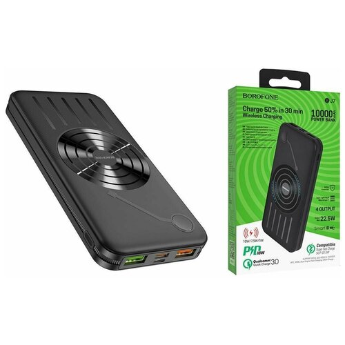 Универсальный дополнительный аккумулятор BOROFONE BJ7 power bank 10000 mAh черный 245000₽
