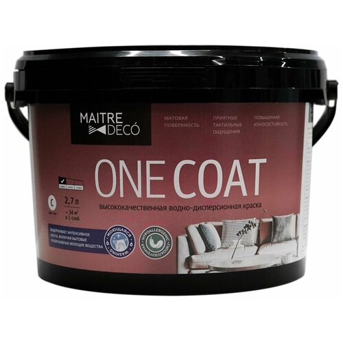 Краска для интерьера Maitre Deco One Coat белая база А 9 л