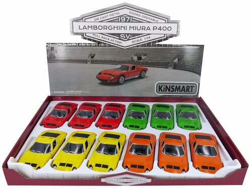 Металлическая машинка Kinsmart 1:34 1971 Lamborghini Miura P400 SV KT5390D, инерционная / Микс