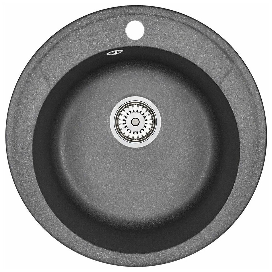 Кухонная мойка кварцевая Granula Standart ST-4802 односекционная круглая, стандарт, чаша D 380, цвет черный (4802bl)