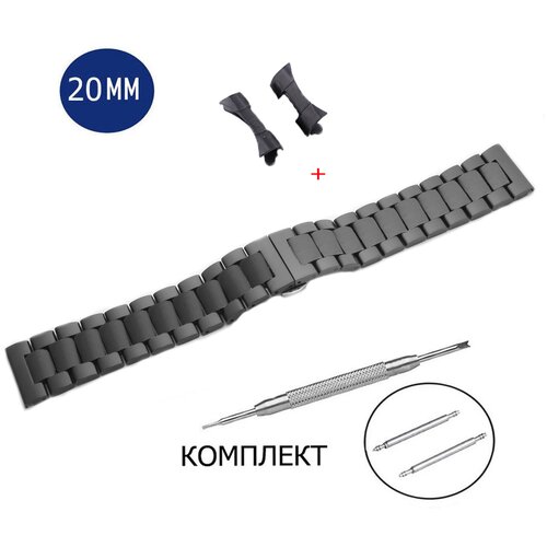 фото Стальной браслет для часов 20мм черный axiver