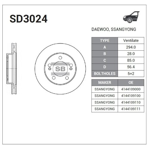 Диск Тормозной SANGSIN SD3024