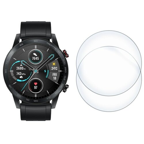 Стекло защитное гибридное Krutoff для смарт часов Honor Magic Watch 2 (46mm) 2 шт. стекло защитное гибридное krutoff для смарт часов huawei watch gt 2 sport 46mm 2 шт