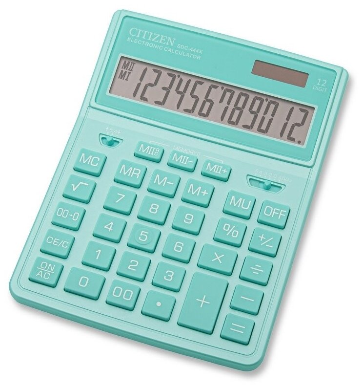Калькулятор настольный Citizen 12-ти разрядный, двойное питание, полноразмерный, бирюзовый
