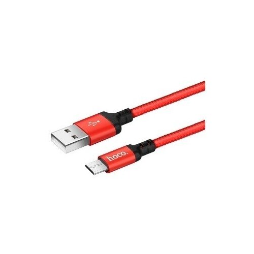 HOCO HC-62912 X14/ USB кабель Micro/ 2m/ 1.7A/ Нейлон/ Red&Black hoco hc 62912 x14 usb кабель micro 2m 1 7a нейлон red