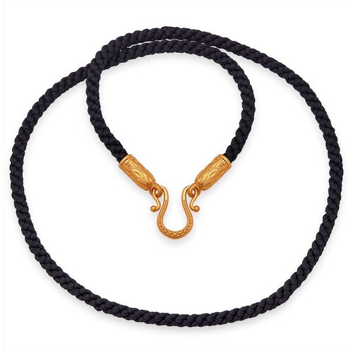 Шнур Деревцов, серебро, 925 проба, золочение, длина 60 см, средний вес 3.13 г, черный