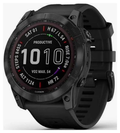 Garmin Fenix 7 Sapphire Solar титановый черный DLC с черным ремешком черный