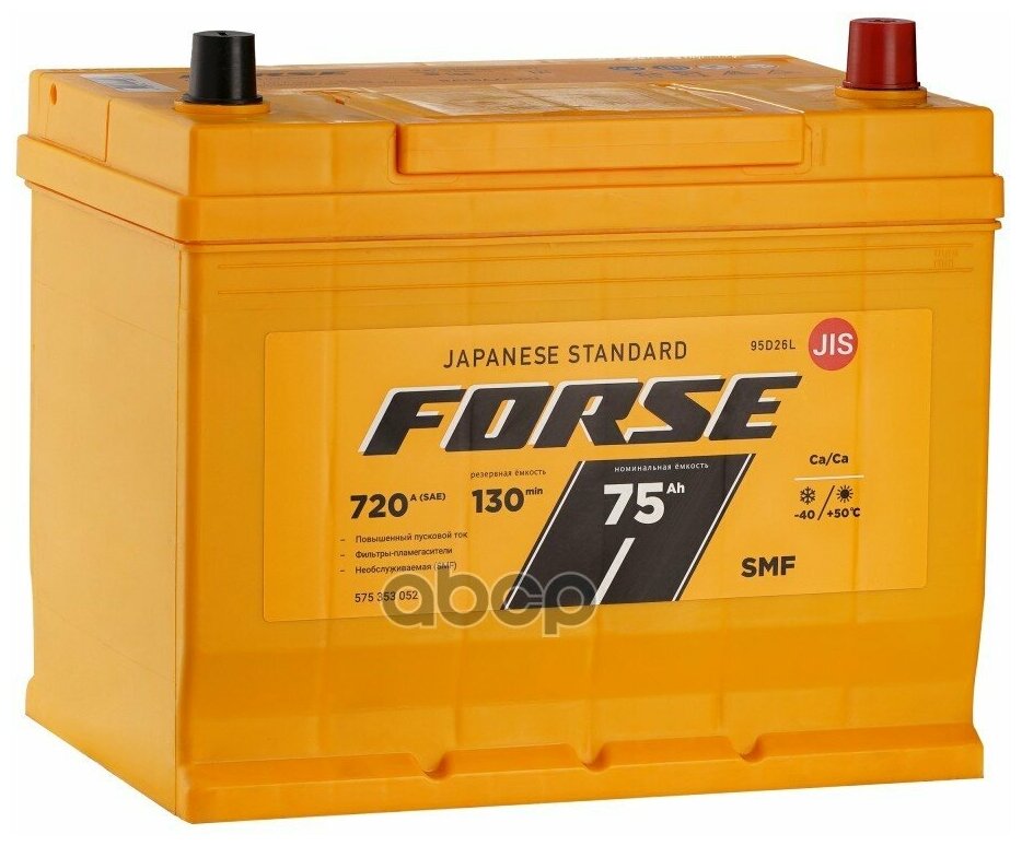 Аккумулятор Forse 75ач En720 Asia 261x175x225 Обр/П D26 FORSE арт. 575353052