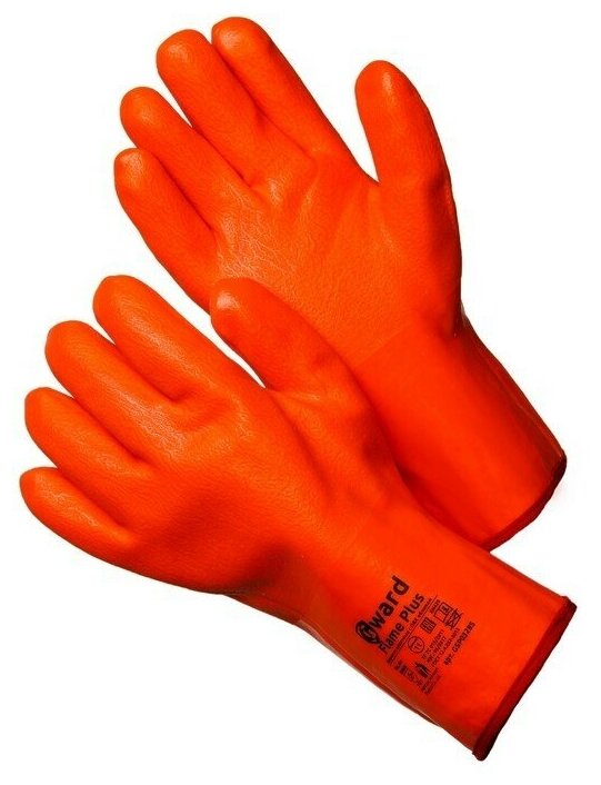 Трикотажные утепленные перчатки с оранжевым МБС покрытием цельнозалитые Gward Flame Plus размер 11 XXL