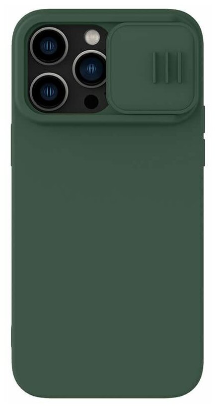 Силиконовый чехол с защитой камеры Nillkin CamShield Silky Silicone Case (без магсейф) для Apple iPhone 14 Pro Max, хаки