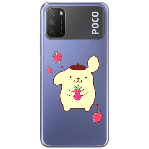 Силиконовый чехол Mcover для Xiaomi Poco M3 с рисунком Собака с клубникой силиконовый чехол mcover на xiaomi poco f3 с рисунком собака с клубникой