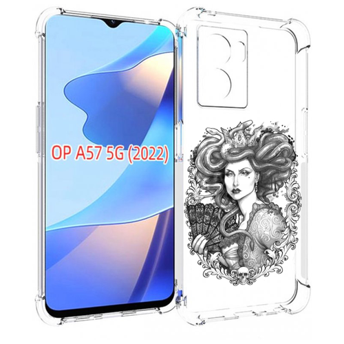 Чехол MyPads медуза черно белый для OPPO A57 5G(2022) задняя-панель-накладка-бампер чехол mypads медуза расчесывается женский для oppo a57 5g 2022 задняя панель накладка бампер