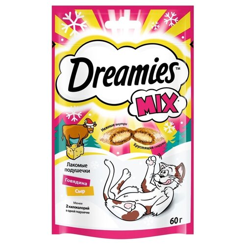 Dreamies Dreamies Микс лакомство говядина сыр 10222405 10227906 0,06 кг 43689 (2 шт) лакомство для кошек dreamies сыр 60 г