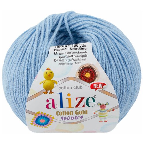 Пряжа для вязания ALIZE 'Cotton Gold Hobby NEW', 50г, 165м (55% хлопок, 45% акрил), 10 мотков пряжа alize cotton gold hobby 141 василек 5 шт по 50 г alize