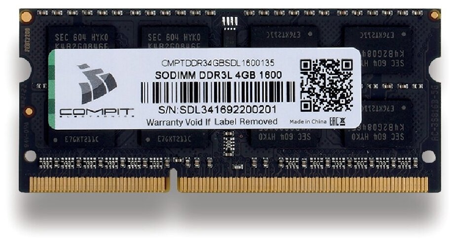 Модуль памяти COMPIT DDR3L 4Гб SO-DIMM 1600 1.35V CMPTDDR34GBSDL1600135