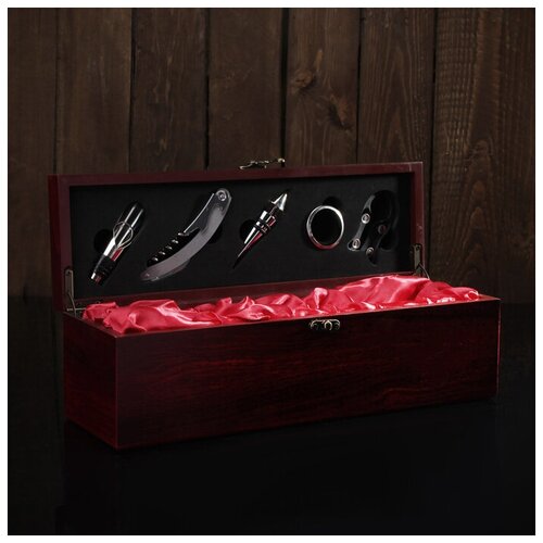 Набор для вина 6 предметов кейс для бутылки каплеуловитель штопор пробка кольцо нож для фольги 2445₽