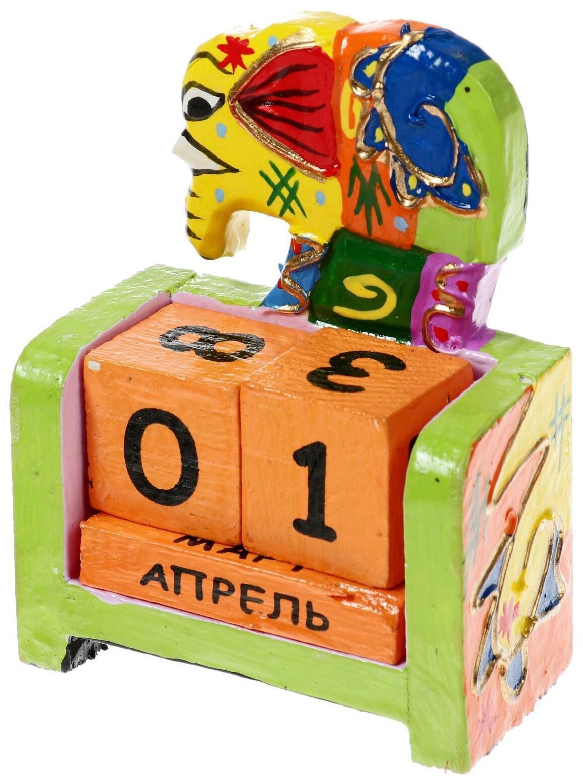Сима-ленд вечный календарь "Слоник" 2630505, разноцветный - фотография № 2