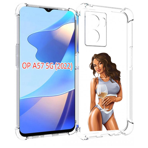 Чехол MyPads девушка-в-сером-купальнике- женский для OPPO A57 5G(2022) задняя-панель-накладка-бампер