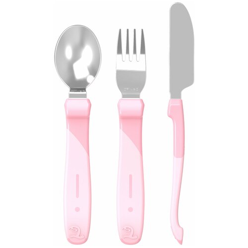 Набор приборов из нерж. стали Twistshake (Learn Cutlery Stainless Steel). Пастельный розовый (Pastel Pink) (12+ мес). Арт. 78209