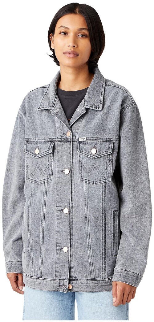 Джинсовая куртка  Wrangler, силуэт свободный, размер L, серый