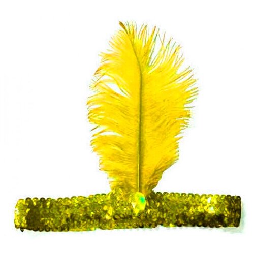 фото Повязка лайзы на голову с пером цвет желтый страна карнавалия