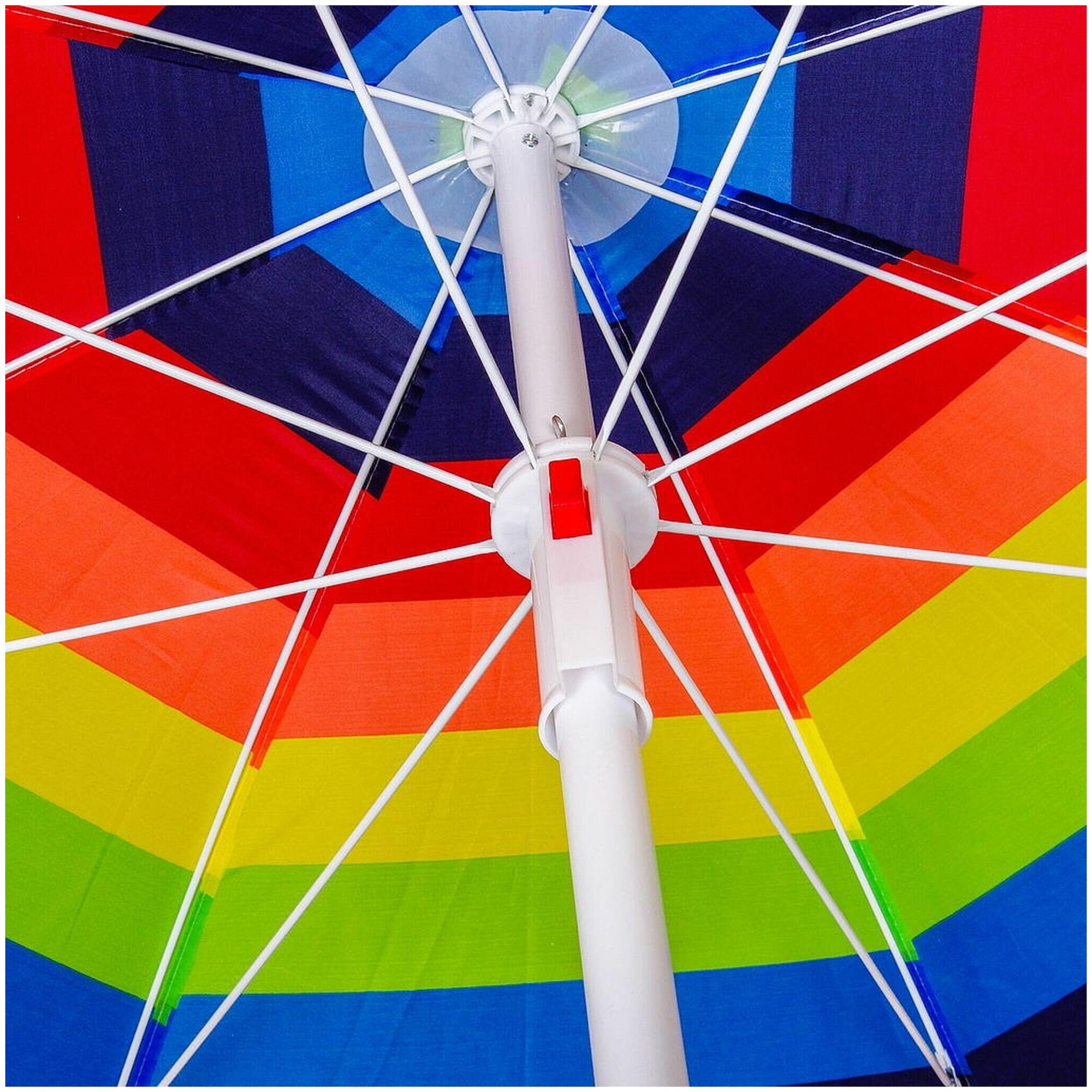 Зонт пляжный 200 см, с наклоном, 8 спиц, мет-л, Разноцветные полоски, LG08 - фотография № 2