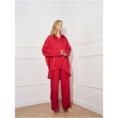 фото Рубашка в стиле oversize из искуственного шелка shlaffy