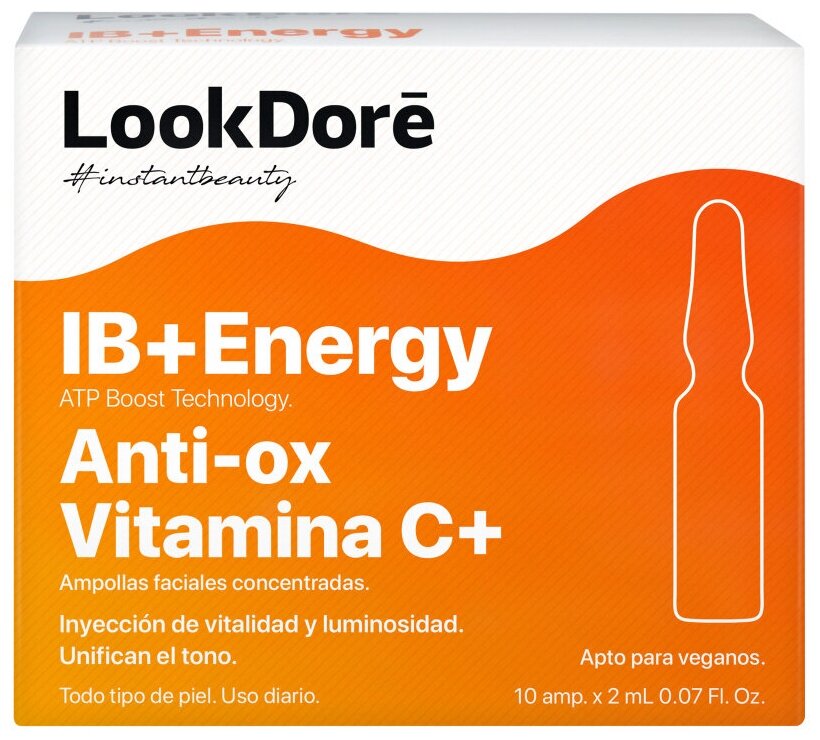 LOOK DORE IB ENERGY AMPOULES ANTI-OX VITAMIN C концентрированная сыворотка в ампулах моментального восстановления с витамином С 10х2мл