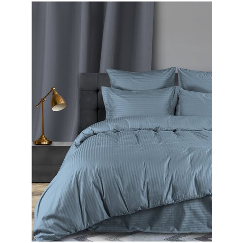 Постельное белье/ комплект постельного белья евро страйп-сатин 