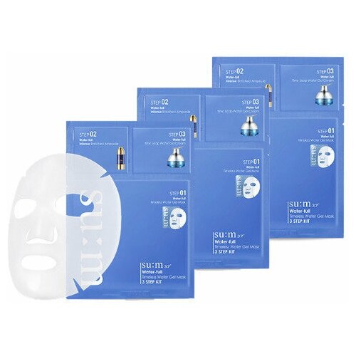 SU:M37 Набор 3-шаговых омолаживающих увлажняющих масок Water-Full Timeless Ester Gel Mask 3 Step Kit 3 шт.