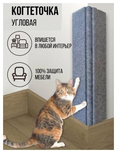 Когтеточка настенная угловая для кошек 55*25 см / ковролин с пропиткой, 2 отверстия для крепления к стене - фотография № 5