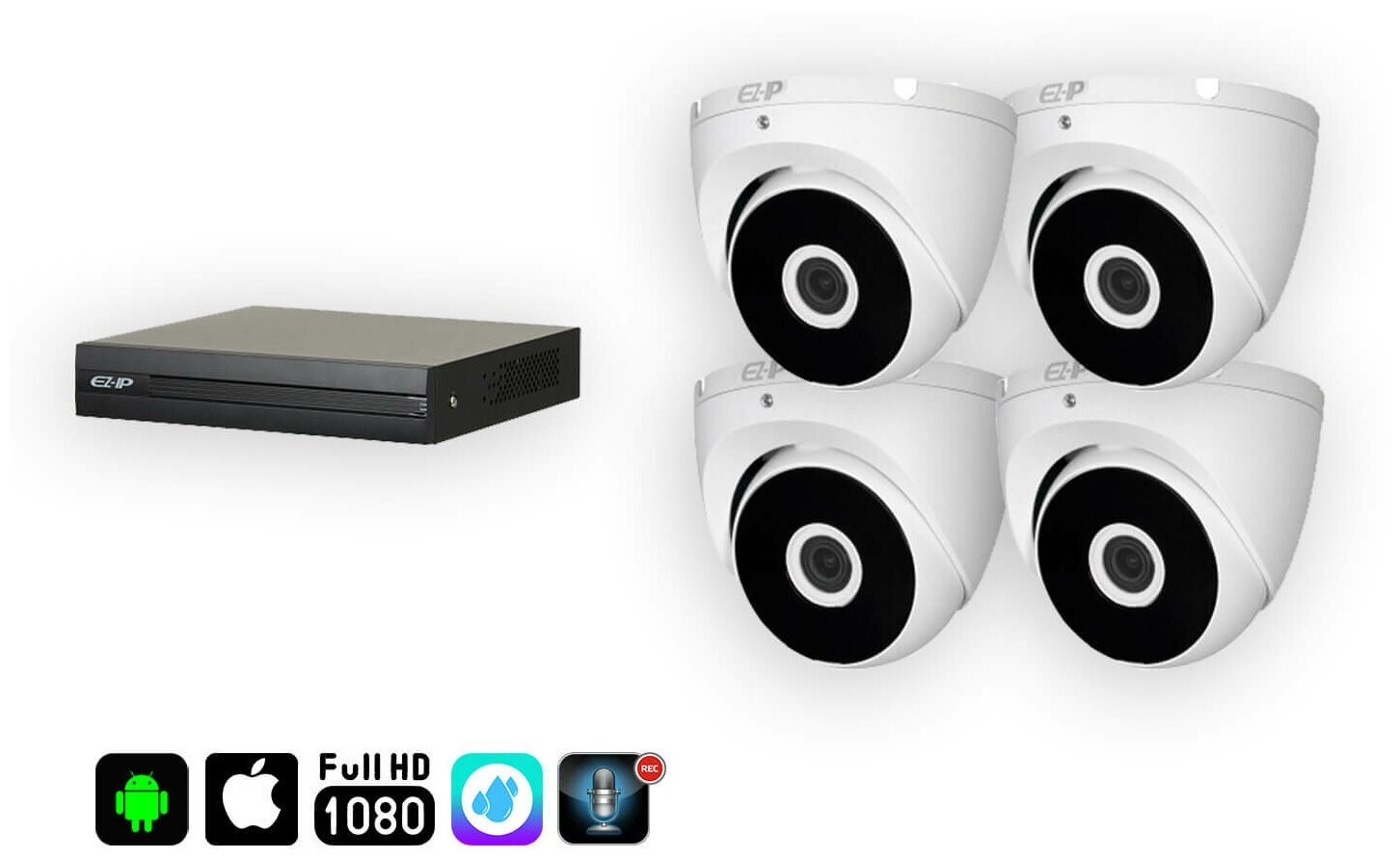 Комплект видеонаблюдения EZ-IP – 4 камеры для помещения 2MP