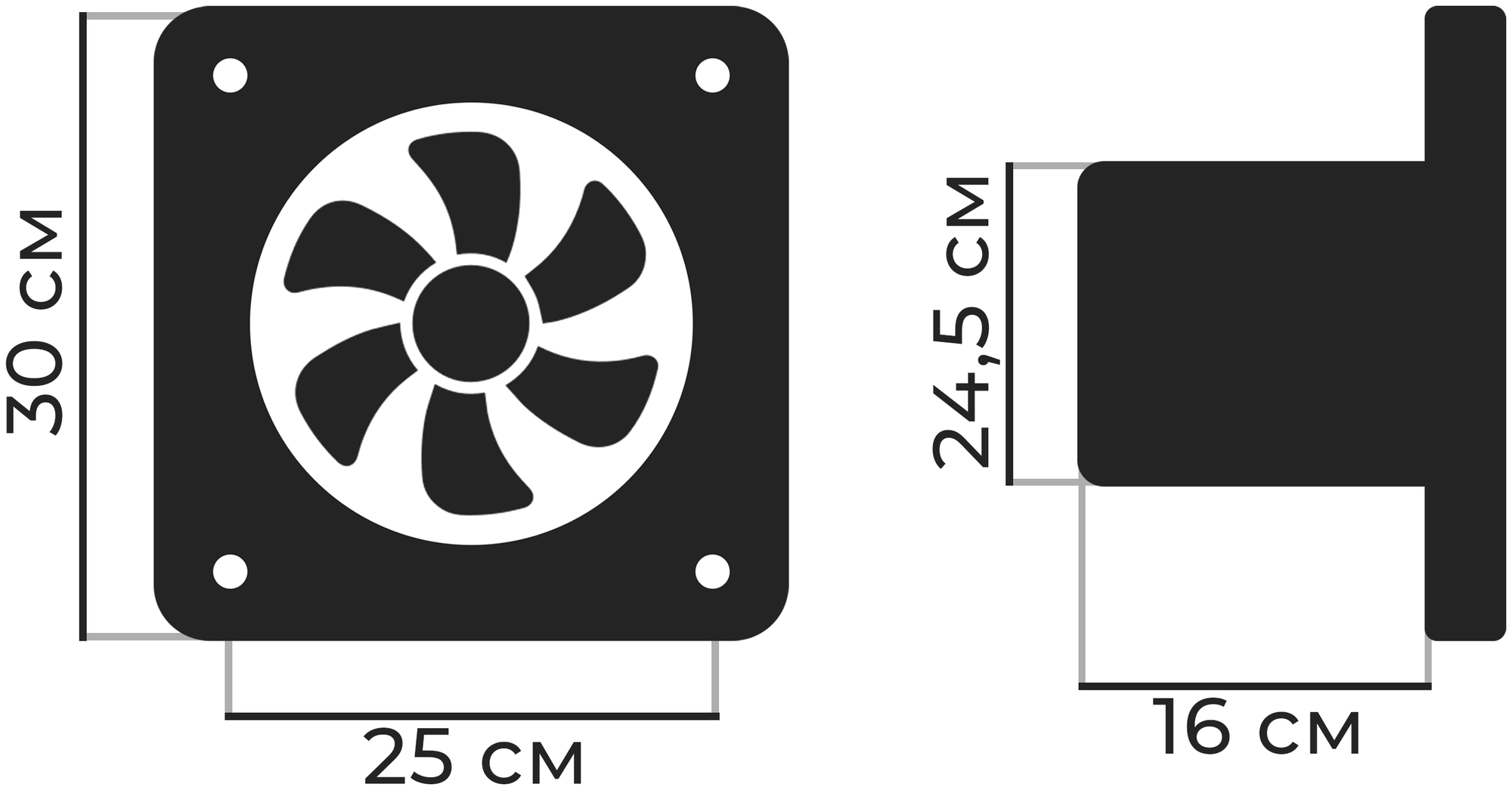 Вентилятор вытяжной промышленный Vector VBS250 с обратным клапаном, воздухообмен 1700 м3/ч, 90Вт, белый - фотография № 6