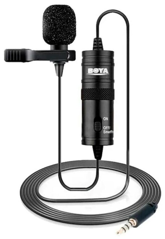 Микрофон BOYA BY-M1 петличный Jack 35mm черный двойной всенаправленный (B)