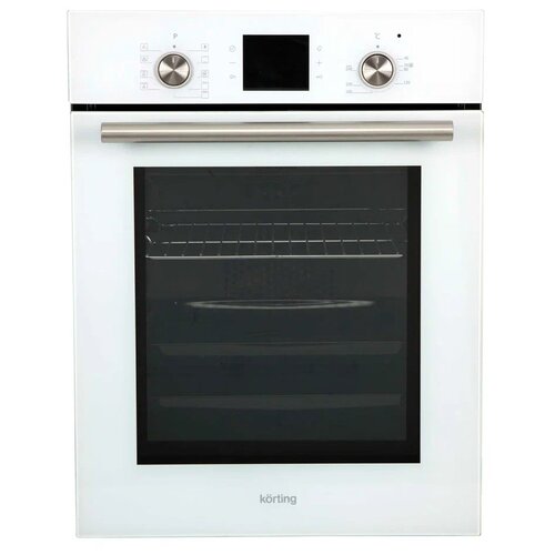 Встраиваемые электрические духовки Korting Crystal 596 х 45 x 55 см 9 режимов нагрева сенсорное электронное управление TouchControl LED дисплей Cold White белого цвета утапливаемые переключатели телескопические направляющие на 1-м уровне белое стекло 4698900₽