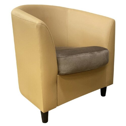 Кресло Монти, каркас экокожа цвет темно-бежевый, подушка ткань цвет коричневый